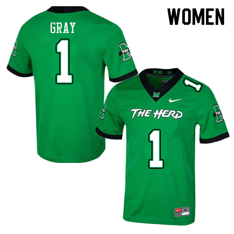 Women #1 Charlie Gray Marshall Thundering Herd College Football Jerseys Sale-Green